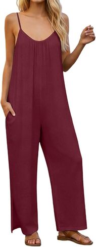 Linen Jumpsuits for Women 2026 Summer Casual Sleeveless Wide Leg One Piece Boho Romper Beach Vacation Outfits in Saudi Arabia