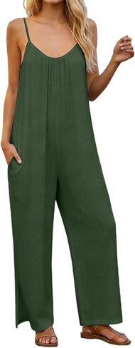 Linen Jumpsuits for Women 2026 Summer Casual Sleeveless Wide Leg One Piece Boho Romper Beach Vacation Outfits in Saudi Arabia