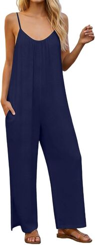 Linen Jumpsuits for Women 2026 Summer Casual Sleeveless Wide Leg One Piece Boho Romper Beach Vacation Outfits in Saudi Arabia
