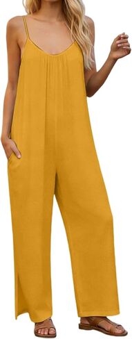 Linen Jumpsuits for Women 2026 Summer Casual Sleeveless Wide Leg One Piece Boho Romper Beach Vacation Outfits in Saudi Arabia