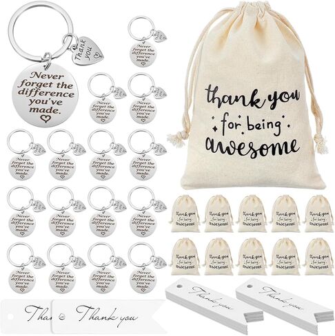 48 قطعة من هدايا تقدير الموظفين، هدايا شكر تتضمن 16 كيسًا من الخيوط الخام، 16 سلسلة مفاتيح وبطاقات شكر من الفولاذ المقاوم للصدأ لزملاء العمل والموظفين in Kuwait