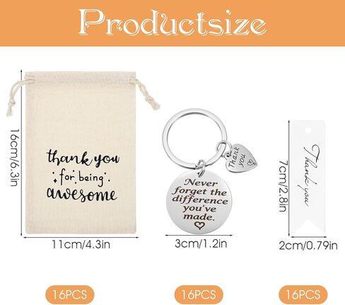 48 قطعة من هدايا تقدير الموظفين، هدايا شكر تتضمن 16 كيسًا من الخيوط الخام، 16 سلسلة مفاتيح وبطاقات شكر من الفولاذ المقاوم للصدأ لزملاء العمل والموظفين in Kuwait