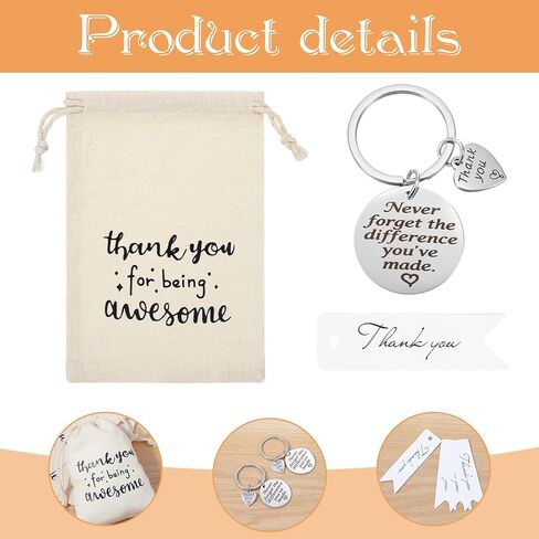 48 قطعة من هدايا تقدير الموظفين، هدايا شكر تتضمن 16 كيسًا من الخيوط الخام، 16 سلسلة مفاتيح وبطاقات شكر من الفولاذ المقاوم للصدأ لزملاء العمل والموظفين in Kuwait