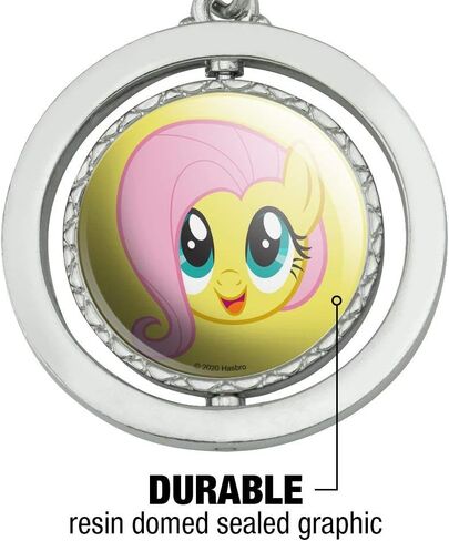 الرسومات والمزيد سلسلة مفاتيح My Little Pony Fluttershy Face دوارة معدنية مطلية بالكروم in Saudi Arabia