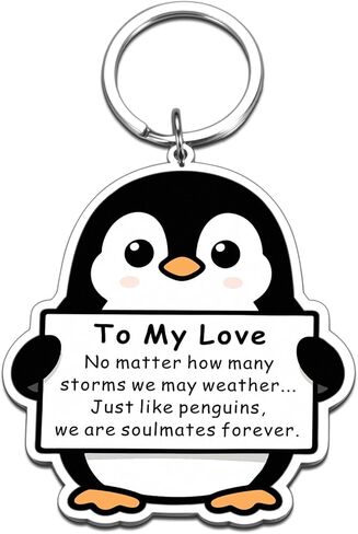 Delujouberst Valentines Gifts for Him Her, Cute Penguin Keychain for Boyfriend Girlfriend Romantic Anniversary I Love You Keychains for Husband Wife, Couple Valentines Day Gift for Couple in Saudi Arabia
