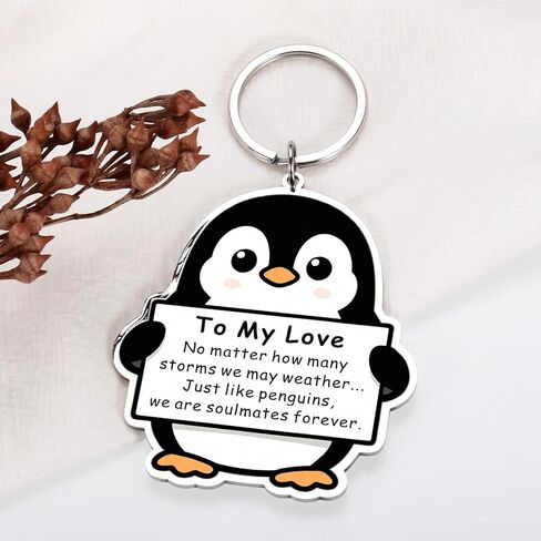 Delujouberst Valentines Gifts for Him Her, Cute Penguin Keychain for Boyfriend Girlfriend Romantic Anniversary I Love You Keychains for Husband Wife, Couple Valentines Day Gift for Couple in Saudi Arabia