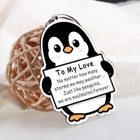 Delujouberst Valentines Gifts for Him Her, Cute Penguin Keychain for Boyfriend Girlfriend Romantic Anniversary I Love You Keychains for Husband Wife, Couple Valentines Day Gift for Couple in Saudi Arabia