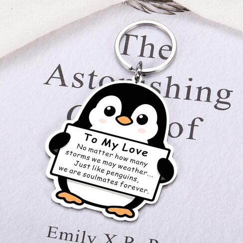 Delujouberst Valentines Gifts for Him Her, Cute Penguin Keychain for Boyfriend Girlfriend Romantic Anniversary I Love You Keychains for Husband Wife, Couple Valentines Day Gift for Couple in Saudi Arabia