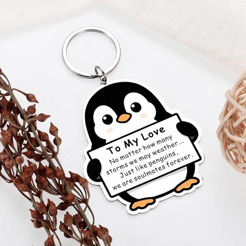 Delujouberst Valentines Gifts for Him Her, Cute Penguin Keychain for Boyfriend Girlfriend Romantic Anniversary I Love You Keychains for Husband Wife, Couple Valentines Day Gift for Couple in Saudi Arabia