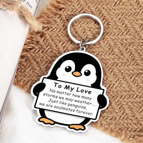 Delujouberst Valentines Gifts for Him Her, Cute Penguin Keychain for Boyfriend Girlfriend Romantic Anniversary I Love You Keychains for Husband Wife, Couple Valentines Day Gift for Couple in Saudi Arabia