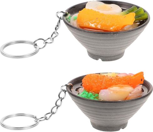 jojofuny 2pcs Mini Food Keychain food key chain noodles key ring food key ring Simulation PVC Noodle in Saudi Arabia