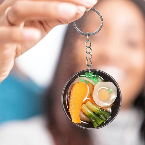 jojofuny 2pcs Mini Food Keychain food key chain noodles key ring food key ring Simulation PVC Noodle in Saudi Arabia