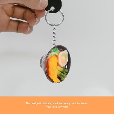 jojofuny 2pcs Mini Food Keychain food key chain noodles key ring food key ring Simulation PVC Noodle in Saudi Arabia