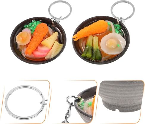 jojofuny 2pcs Mini Food Keychain food key chain noodles key ring food key ring Simulation PVC Noodle in Saudi Arabia