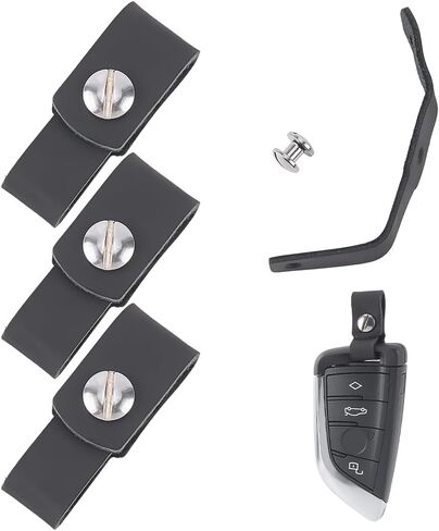 3 Packs Black PU Leather Key Chain Holder Detechable Leather Keychain Connector Universal Key Fob in Saudi Arabia