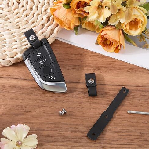 3 Packs Black PU Leather Key Chain Holder Detechable Leather Keychain Connector Universal Key Fob in Saudi Arabia