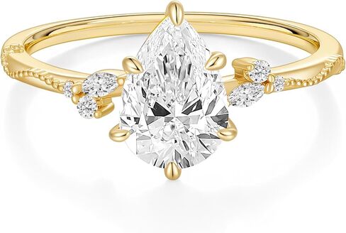 EAMTI 2CT 925 Sterling Silver Engagement Rings Pear Cut Wedding Teardrop Bridal Rings Halo Cubic Zirconia Promise Rings for Women Size 3-11 in Kuwait