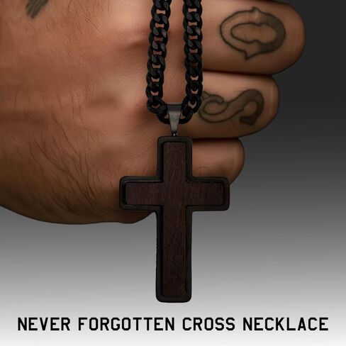 قلادة Black Cross Urn من شركة Hero Company للرجال - قلادة مسيحية "لا تُنسى أبدًا" - تساعد على إقران المحاربين القدامى مع كلب الخدمة أو كلب المأوى in Kuwait