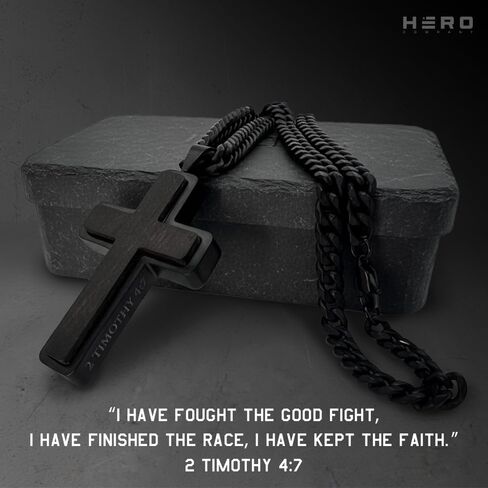 قلادة Black Cross Urn من شركة Hero Company للرجال - قلادة مسيحية "لا تُنسى أبدًا" - تساعد على إقران المحاربين القدامى مع كلب الخدمة أو كلب المأوى in Kuwait