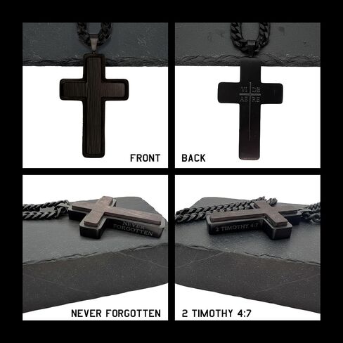 قلادة Black Cross Urn من شركة Hero Company للرجال - قلادة مسيحية "لا تُنسى أبدًا" - تساعد على إقران المحاربين القدامى مع كلب الخدمة أو كلب المأوى in Kuwait