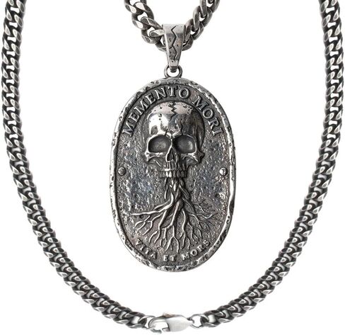 قلادة من الفولاذ المقاوم للصدأ للرجال من شركة Hero Company - قلادة قلادة "Memento Mori Vita Et Mors" - تساعد على إقران المحاربين القدامى مع كلب الخدمة أو كلب المأوى in Kuwait