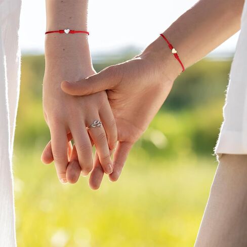 Red Thread Bracelet, 2Pcs Gold Silver Heart Red String Bracelet for protection with Black Pouch Card for Teens Couples Sisters and Friends Valentine's Day Gift in Saudi Arabia