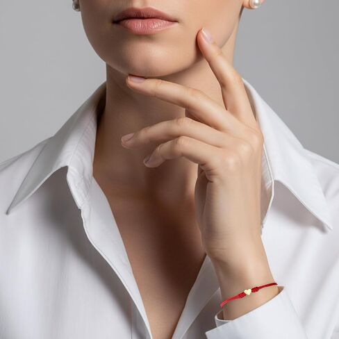 Red Thread Bracelet, 2Pcs Gold Silver Heart Red String Bracelet for protection with Black Pouch Card for Teens Couples Sisters and Friends Valentine's Day Gift in Saudi Arabia