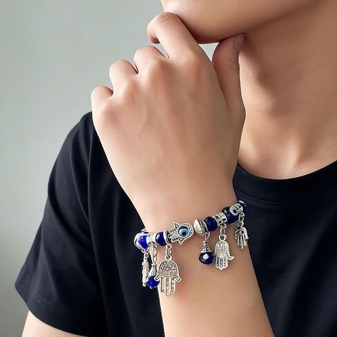 Evil Eye Bracelets For Women Greek Blue Eye Stretch Bracelets Wristband for Women Men Blessing Gifts in Kuwait