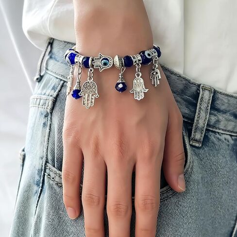 Evil Eye Bracelets For Women Greek Blue Eye Stretch Bracelets Wristband for Women Men Blessing Gifts in Kuwait