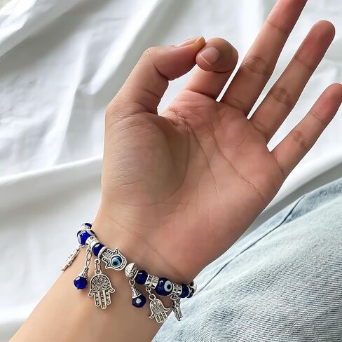 Evil Eye Bracelets For Women Greek Blue Eye Stretch Bracelets Wristband for Women Men Blessing Gifts in Kuwait