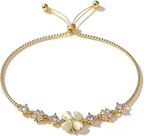 Adjustable Gold Floral Bracelet for Women - Dainty Gold Flower Bracelet, Cute Floral Jewelry for Party, Daily Commute & Vacation in Kuwait