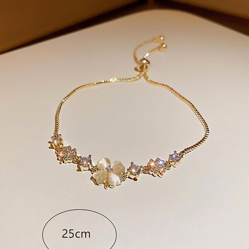 Adjustable Gold Floral Bracelet for Women - Dainty Gold Flower Bracelet, Cute Floral Jewelry for Party, Daily Commute & Vacation in Kuwait