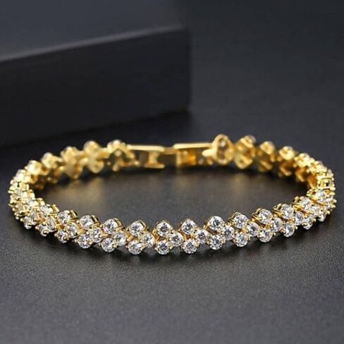 Multi - Color Wave - Pattern Tennis Bracelets for Women, Copper - Based Cubic Zirconia Paved Elegant Bangle, Daily & Party Jewelry in Saudi Arabia