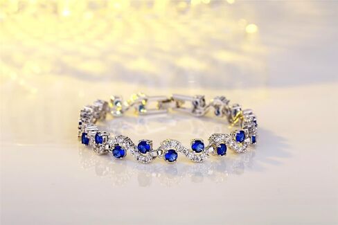 Multi - Color Wave - Pattern Tennis Bracelets for Women, Copper - Based Cubic Zirconia Paved Elegant Bangle, Daily & Party Jewelry in Saudi Arabia