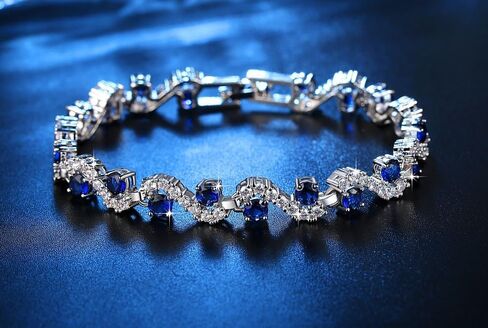 Multi - Color Wave - Pattern Tennis Bracelets for Women, Copper - Based Cubic Zirconia Paved Elegant Bangle, Daily & Party Jewelry in Saudi Arabia
