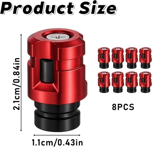 8 Pcs Red Valve Stem Caps Tire Valve Cap Car Tire Unique Shape Aluminum Alloy Wheel Valves Covers Universal Stem Covers Universal Vehicle Wheel Accessories for Car SUV Bike in Saudi Arabia