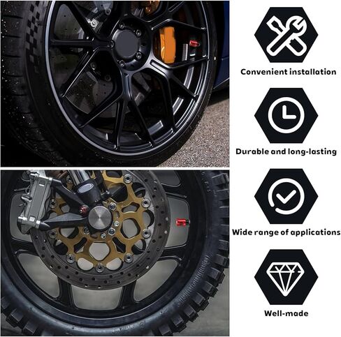 8 Pcs Red Valve Stem Caps Tire Valve Cap Car Tire Unique Shape Aluminum Alloy Wheel Valves Covers Universal Stem Covers Universal Vehicle Wheel Accessories for Car SUV Bike in Saudi Arabia