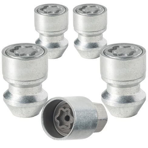 Farad H1/E Galvanized Silver Lug Nut Wheel-Locks Kit Suitable for Hyundai Venue (M12 X 1.5 Thread Size) - Set of 4 Lug Nuts + 1 Key in Kuwait