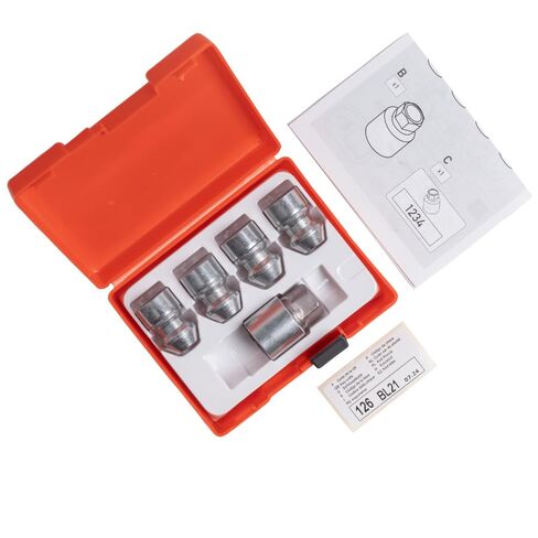 Farad H1/E Galvanized Silver Lug Nut Wheel-Locks Kit Suitable for Hyundai Venue (M12 X 1.5 Thread Size) - Set of 4 Lug Nuts + 1 Key in Kuwait