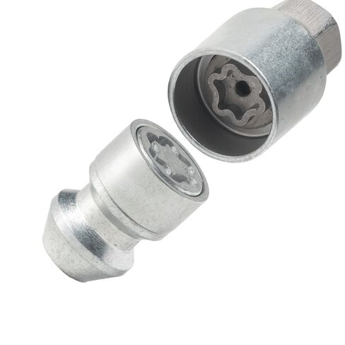 Farad H1/E Galvanized Silver Lug Nut Wheel-Locks Kit Suitable for Hyundai Venue (M12 X 1.5 Thread Size) - Set of 4 Lug Nuts + 1 Key in Kuwait