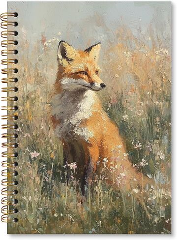 XNXLDYLH Fox Fall Cottagecore Nature Notebook Journal، دفتر ملاحظات حلزوني جمالي لمزرعة ريفية، دفاتر يوميات الغابات الحيوانية للنساء والفتيات، هدايا اللوازم المدرسية لمكتب الثعلب، 5.5 × 8.3 بوصة in Kuwait