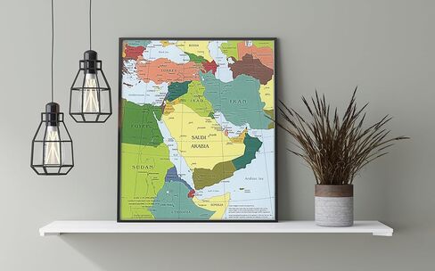 خريطة وكالة المخابرات المركزية للشرق الأوسط - العراق إيران إسرائيل السياسية 2003 ملصق حائط - فلسطين، قطاع غزة، الضفة الغربية، لبنان، إيران، العراق - الحرب في إسرائيل وغزة الفصل الدراسي المنزلي غير مؤطر (11 بوصة × 13 بوصة) in Kuwait