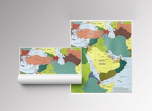 خريطة وكالة المخابرات المركزية للشرق الأوسط - العراق إيران إسرائيل السياسية 2003 ملصق حائط - فلسطين، قطاع غزة، الضفة الغربية، لبنان، إيران، العراق - الحرب في إسرائيل وغزة الفصل الدراسي المنزلي غير مؤطر (11 بوصة × 13 بوصة) in Kuwait