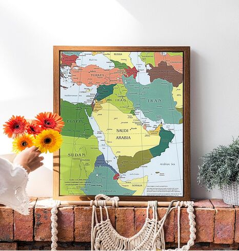 خريطة وكالة المخابرات المركزية للشرق الأوسط - العراق إيران إسرائيل السياسية 2003 ملصق حائط - فلسطين، قطاع غزة، الضفة الغربية، لبنان، إيران، العراق - الحرب في إسرائيل وغزة الفصل الدراسي المنزلي غير مؤطر (11 بوصة × 13 بوصة) in Kuwait