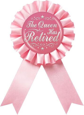 The Queen Has Retired Tinplate Badge Pin, Happy Retirement Award Ribbon Button for Women, Black Rosette I'm Retired Brooch Pin, Retirement Farewell/Going Away Party Decoration in Saudi Arabia