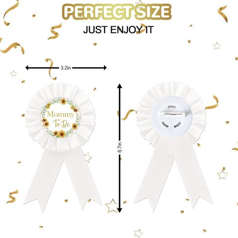 Sunflower Mom To Be Tinplate Badge Pin, Floral Daddy to Be Button Pin, Gender Reveal Ribbon for Mom Dad, Sun Baby Shower Rosette Button Gifts for New Parents Celebrations - 2PCS in Saudi Arabia