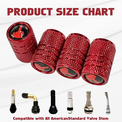 x xotic tech Tire Valve Stem Caps 4 Pack Anodized Aluminum Tire Valve Cap Set, Corrosion Resistant Air Leakproof Universal Stem Covers for Cars Trucks Motorcycles SUVs Bikes (Middle Finger Black+Red) in Saudi Arabia