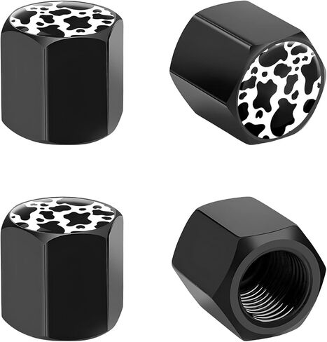 8 PCS Tire Valve Stem Caps, Cow Print Aluminum Auto Wheel Stem Cap Airtight Dust Proof Cover, Corrosion Resistant Cowhide Tire Air Caps for Car Truck Bike Motorcycle in Saudi Arabia