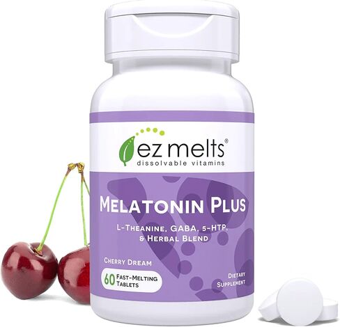 EZ Melts Dissolvable Melatonin Plus, Sugar-Free Sleep Support with Melatonin 5mg, L-Theanine, GABA, 5-HTP, and Herbal Blend, 60-Day Supply in Kuwait