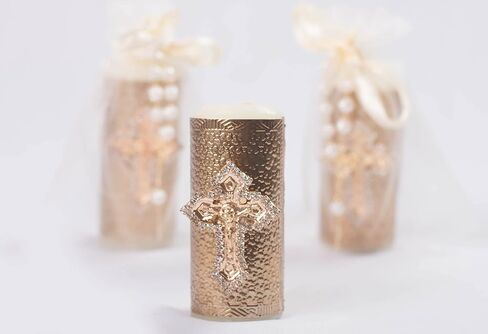 Recuerdos de Bautizo, Primera Comunión,Bodas y Bautizo 12 velas pequeñas con Misterio y Bolsa de Organza incluidos Opción Amazon in Saudi Arabia